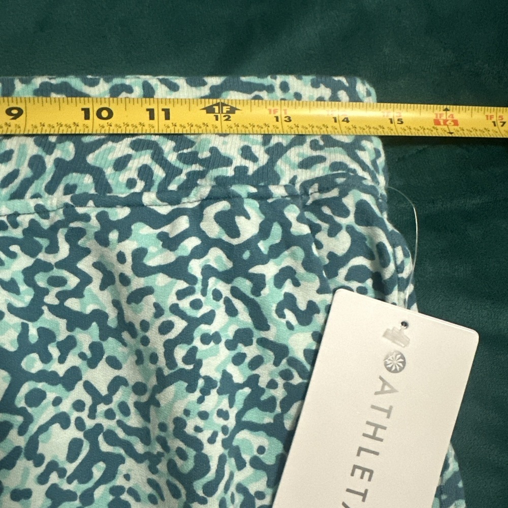 Athleta Size Small Balance 4" Shortie Shorts Leopard Aqua Blue Athleisure - Picture 8 of 15